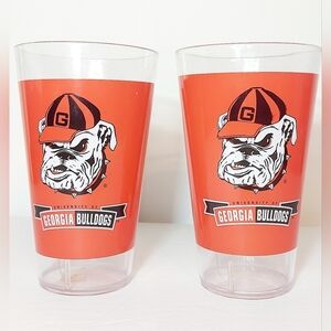 Vintage Exclusive 1980s Plastic Georgia Bulldogs‎ Collectors Cups Set 2